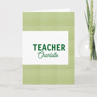 Lemon green white stripes teacher professor name c card