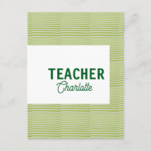 Lemon green white stripes teacher professor name c