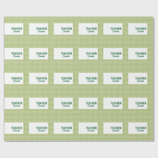 Lemon green white stripes teacher professor name c wrapping paper