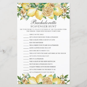 Lemon Greenery Bachelorette Scavenger Hunt Game