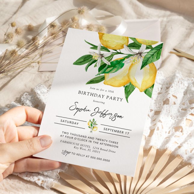 Lemon Greenery Birthday Party Invitation (Creator Uploaded)