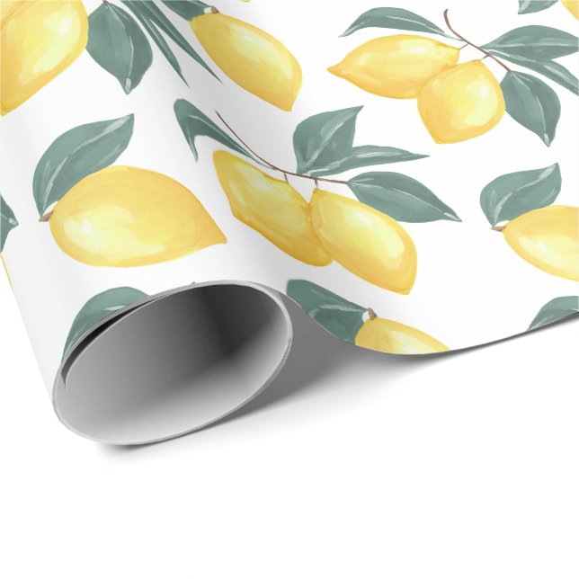 Lemon Greenery Gift Wrap Wrapping Paper (Roll Corner)