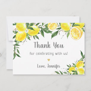 Lemon Greenery Gold Bridal Shower Thank You Card