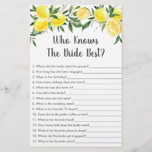 Lemon Greenery Gold Who Knows The Bride Best Game