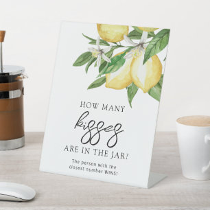 Lemon Greenery How Many Kisses Are In The Jar  Pedestal Sign