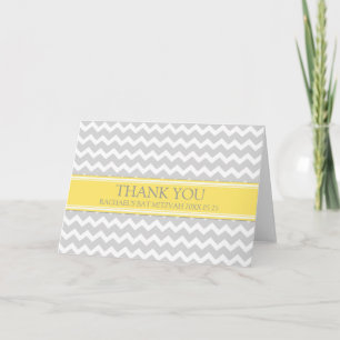 Lemon Grey Chevron Bat Mitzvah Thank You Card