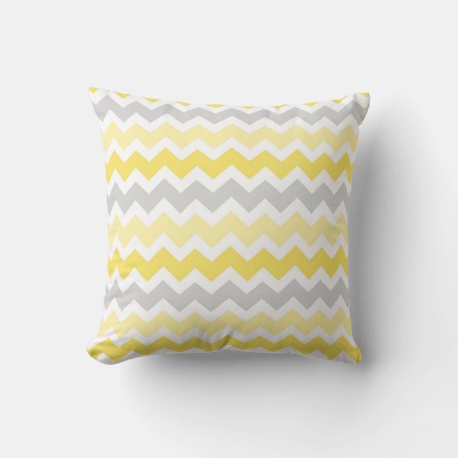 Lemon Grey Chevron Decorative Pillow (Front)
