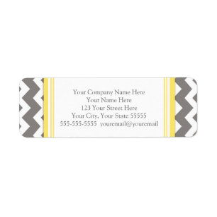 Lemon Grey Chevrons Business Contact Info Labels