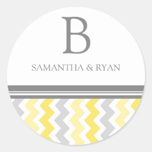 Lemon Grey Chevrons Monogram Envelope Seal