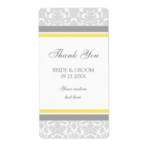 Lemon Grey Damask Wedding Labels
