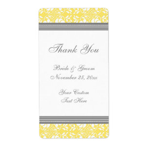 Lemon Grey Damask Wedding Labels