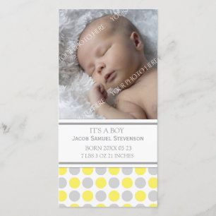 Lemon Grey Template New Baby Birth Announcement