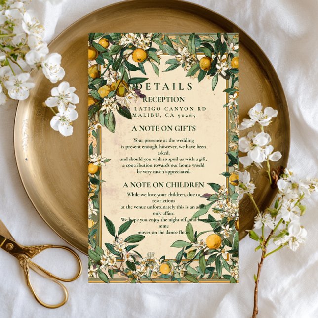 Lemon Grove Bloom Wedding Enclosure Card (Creator Uploaded)