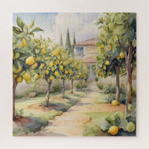 Lemon Grove Elegance in Watercolor Jigsaw Puzzle