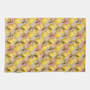 Lemon Grove Elegance - Vintage Fruit Pattern Tea Towel