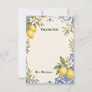 Lemon Grove Mediterranean Tile Wedding Thank You Card