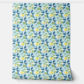 Lemon Grove Mini Blue, Green, Yellow Organic Mod Wallpaper