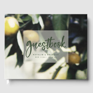 Lemon Grove Modern Yellow & Green Summer Wedding Guest Book