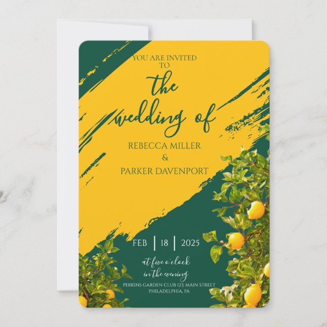 Lemon Grove Romance Wedding Invitation (Front)