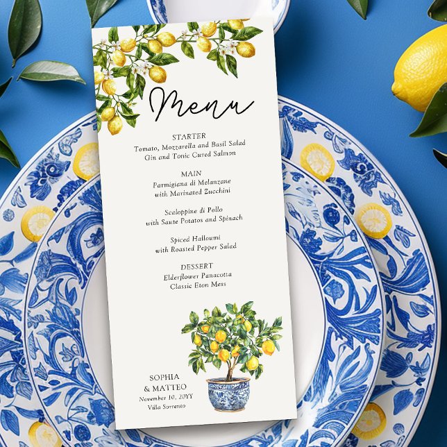 Lemon Grove Rustic Italian Theme Wedding Menu (Wedding Menu from the Lemon Grove Wedding Collection by Darling & May)