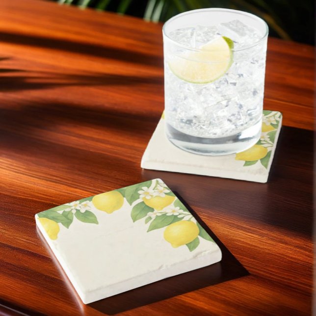 Lemon Grove Watercolor  Stone Coaster (Creator Uploaded)
