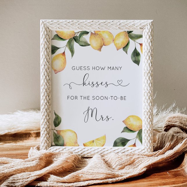 Lemon guess how many kisses bridal shower game poster (Creator Uploaded)
