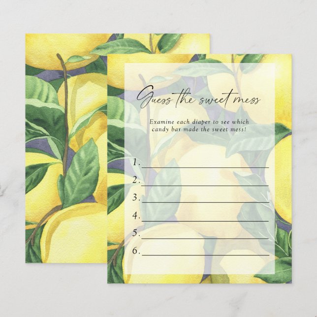 Lemon - Guess the Sweet Mess Baby Shower Game (Front/Back)