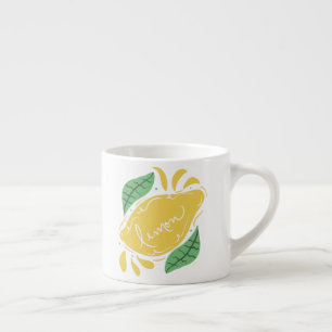 Lemon Hand Drawn Lettering Citrus Yellow Art  Espresso Cup
