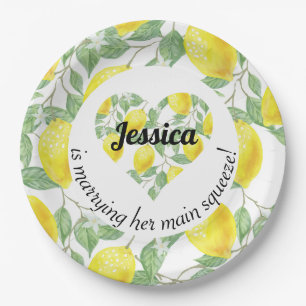 Lemon Heart Themed Main Squeeze Wedding Shower Paper Plate