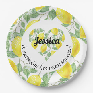 Lemon Heart Themed Main Squeeze Wedding Shower Paper Plate