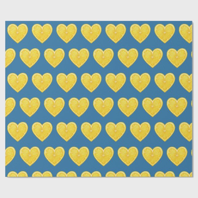 Lemon Hearts Wrapping Paper (Flat)