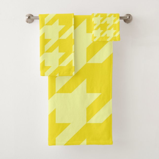 Lemon Houndstooth Bath Towel Set (Insitu)