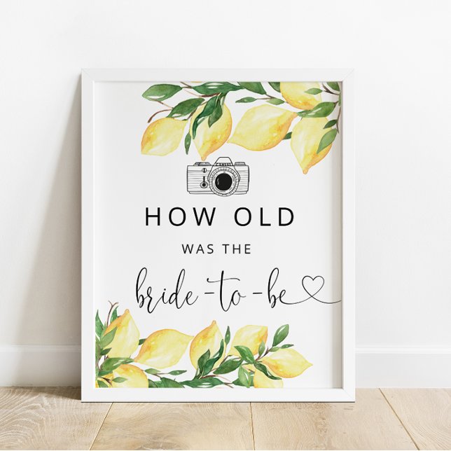 Lemon How Old Was the Bride Bridal Shower Game Poster (Creator Uploaded)