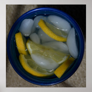 Lemon Ice Water in a Blue Cup Poster