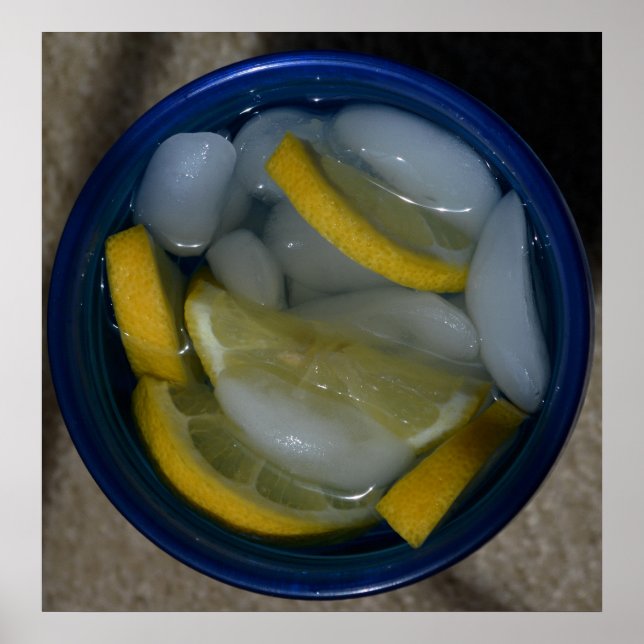 Lemon Ice Water in a Blue Cup Poster (Front)