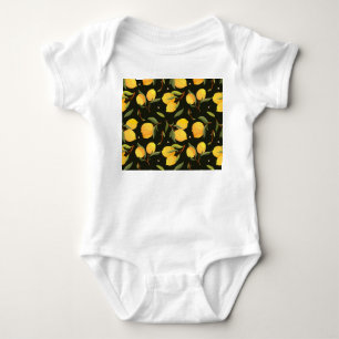 Lemon Illustration: Handpainted Seamless Pattern. Baby Bodysuit