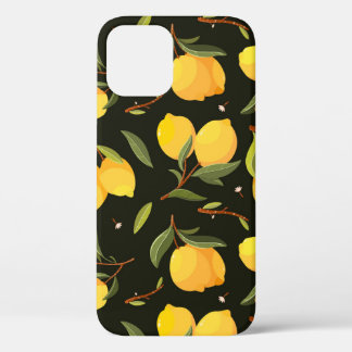 Lemon Illustration: Handpainted Seamless Pattern. iPhone 12 Case