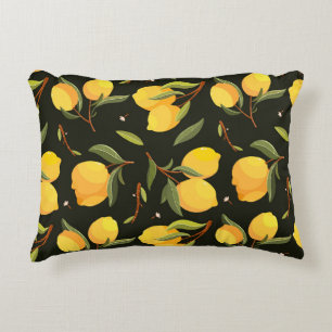 Lemon Illustration: Handpainted Seamless Pattern. Decorative Cushion