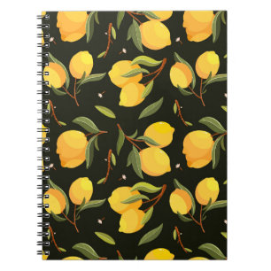 Lemon Illustration: Handpainted Seamless Pattern. Notebook