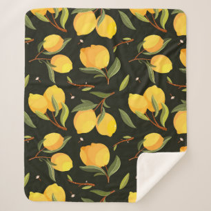Lemon Illustration: Handpainted Seamless Pattern. Sherpa Blanket