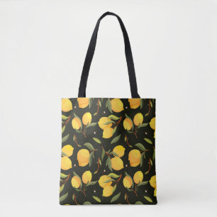 Lemon Illustration: Handpainted Seamless Pattern. Tote Bag
