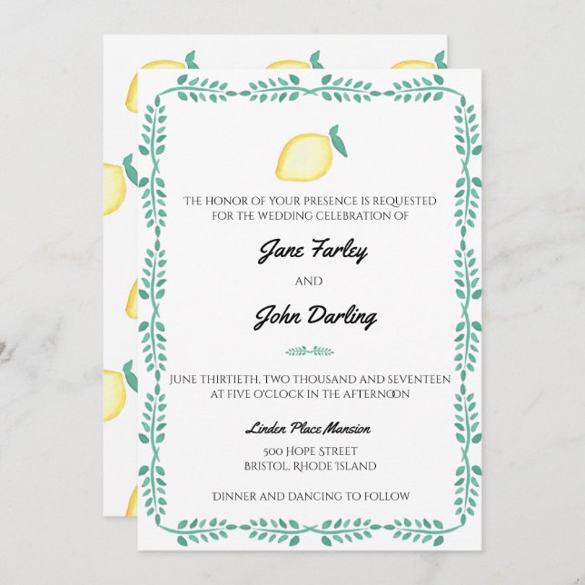 Lemon invitation (Front/Back)