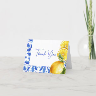Lemon Italian Amalfi Blue Tile Baby Shower Thank You Card