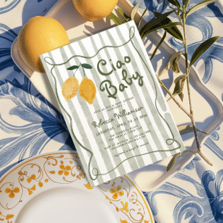 Lemon Italian Amalfi Gender Neutral Baby Shower In Invitation
