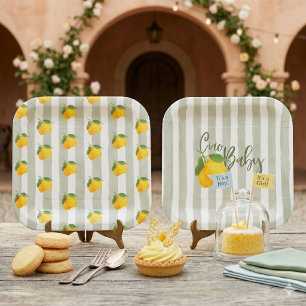 Lemon Italian Amalfi Gender Neutral Baby Shower  Paper Plate