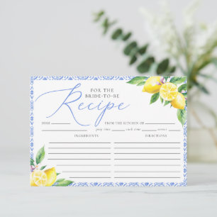 Lemon Italian Positano Blue Recipe for the Bride Enclosure Card