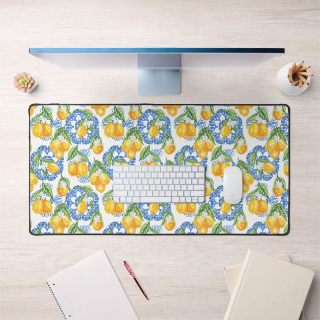 Lemon Italian print classic Amalfi coast  Desk Mat (Office 1)