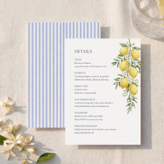 Lemon Italian Wedding Details Enclosure Card