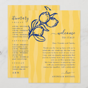 Lemon Italy Wedding Welcome Letter Itinerary Card