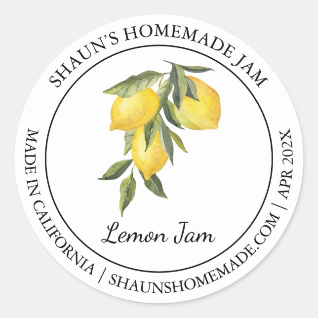 Lemon Jam Modern label (Front)